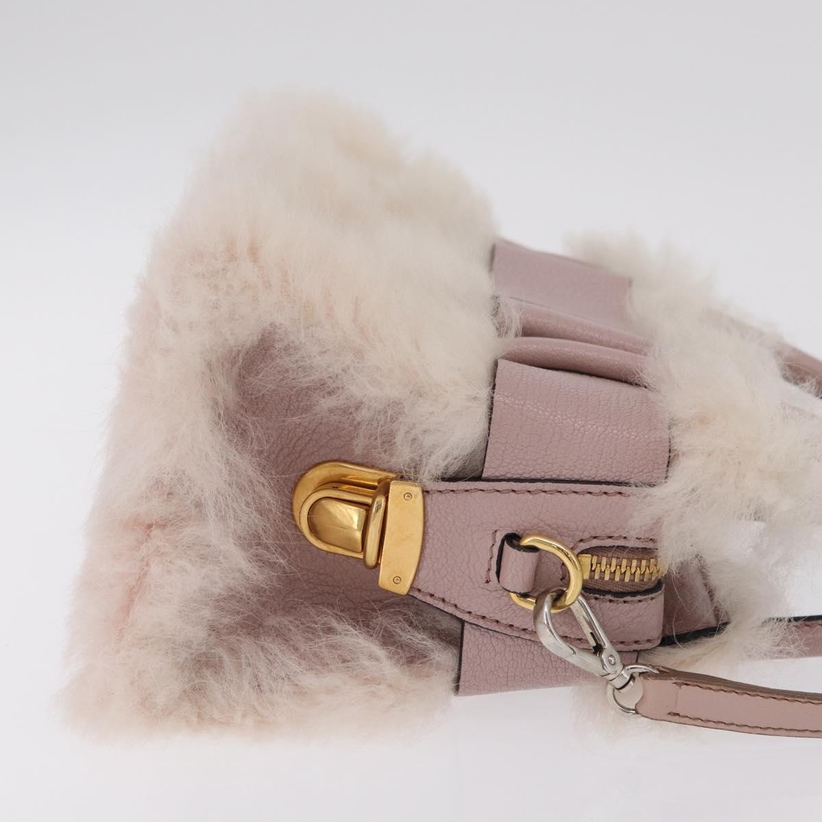 Miu Miu Hand Bag Mouton 2way Pink Gold Auth 167728M