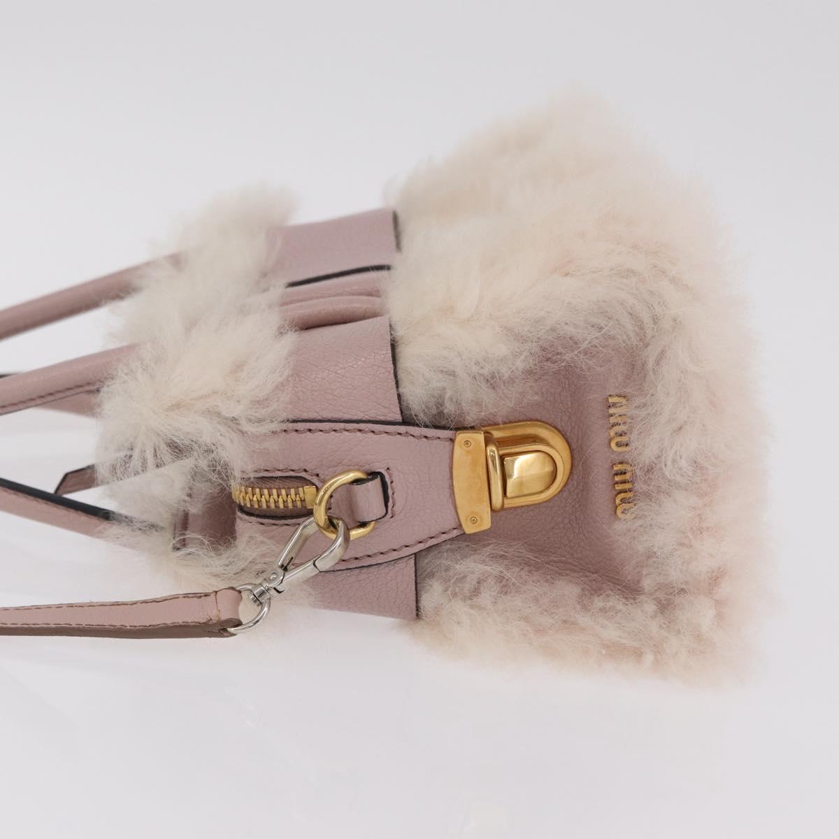Miu Miu Hand Bag Mouton 2way Pink Gold Auth 167728M
