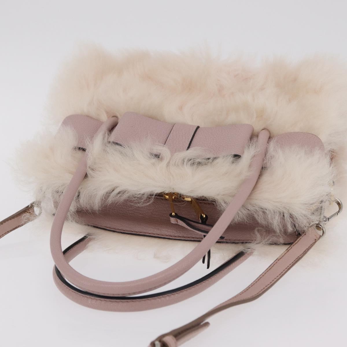 Miu Miu Hand Bag Mouton 2way Pink Gold Auth 167728M