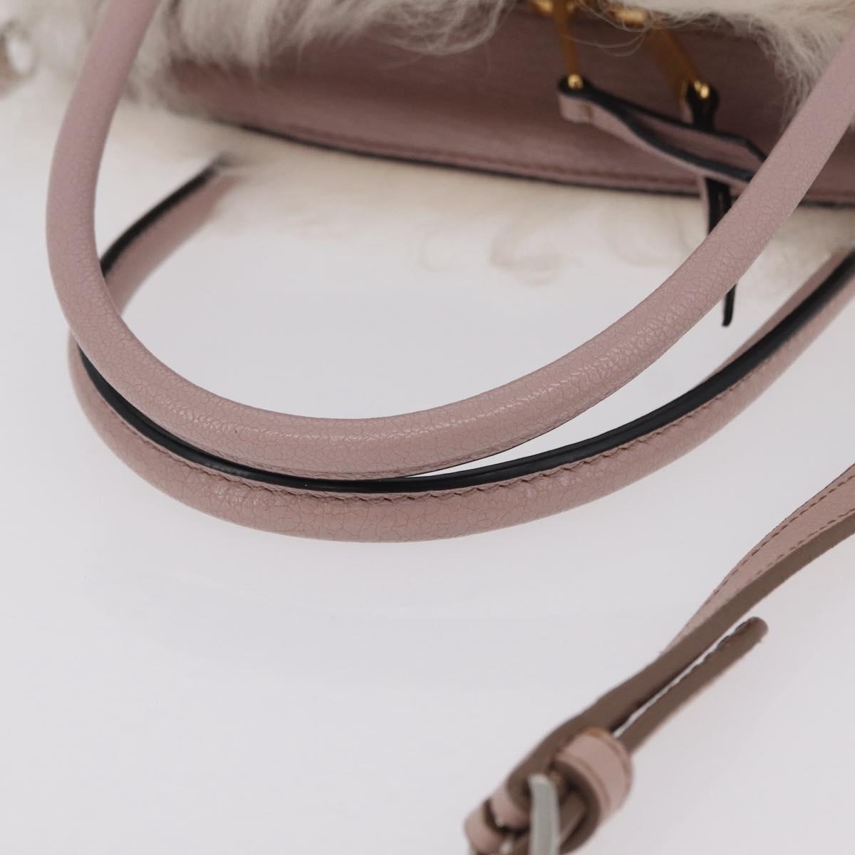 Miu Miu Hand Bag Mouton 2way Pink Gold Auth 167728M
