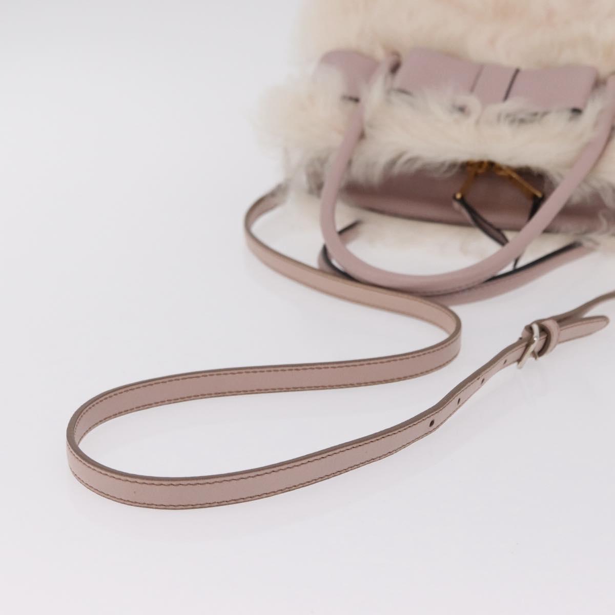 Miu Miu Hand Bag Mouton 2way Pink Gold Auth 167728M