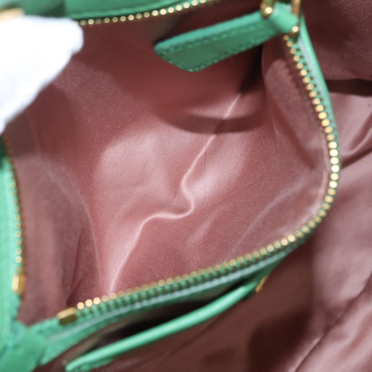 Miu Miu Matelasse Hand Bag Leather 2way Green Gold Auth 167731M