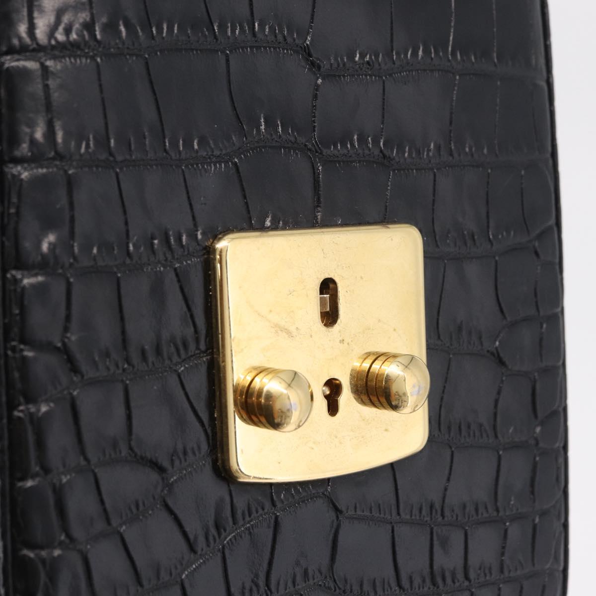 Miu Miu Phone Shoulder Bag Leather Black Gold Auth 167733A