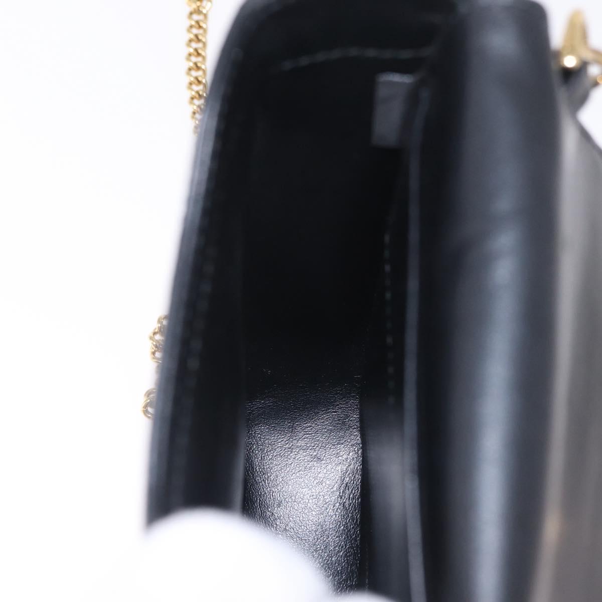 Miu Miu Phone Shoulder Bag Leather Black Gold Auth 167733A