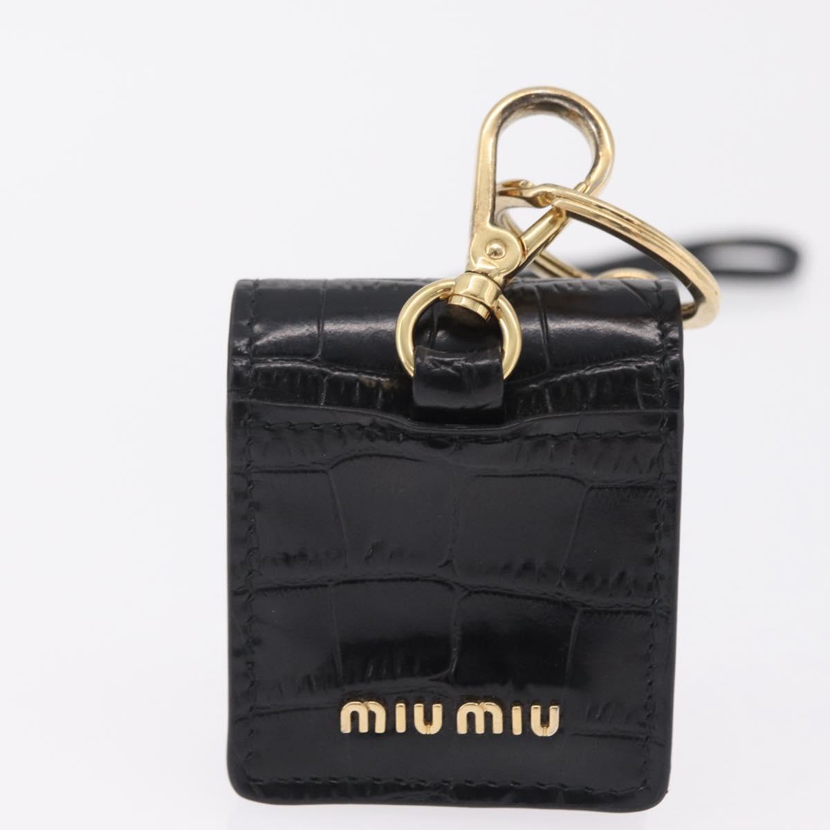 Miu Miu Phone Shoulder Bag Leather Black Gold Auth 167733A