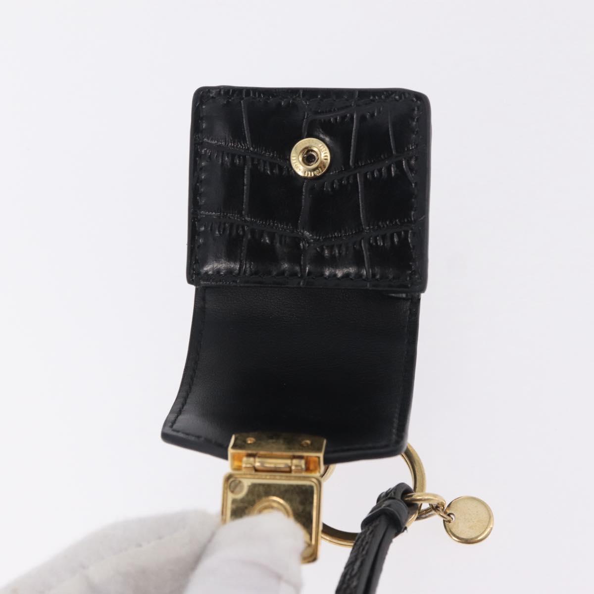 Miu Miu Phone Shoulder Bag Leather Black Gold Auth 167733A