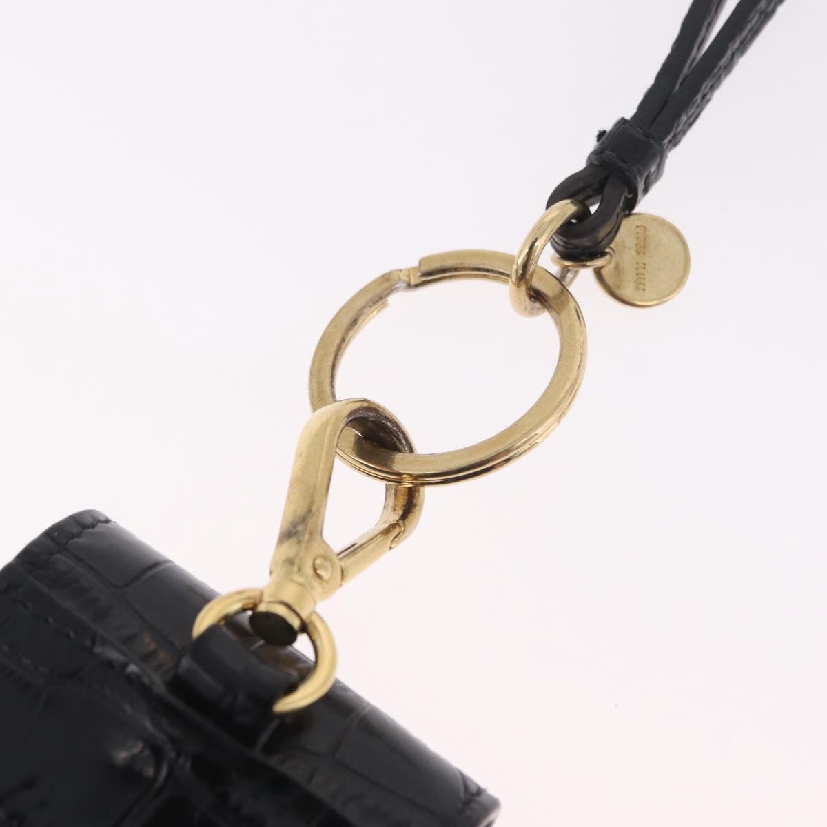 Miu Miu Phone Shoulder Bag Leather Black Gold Auth 167733A