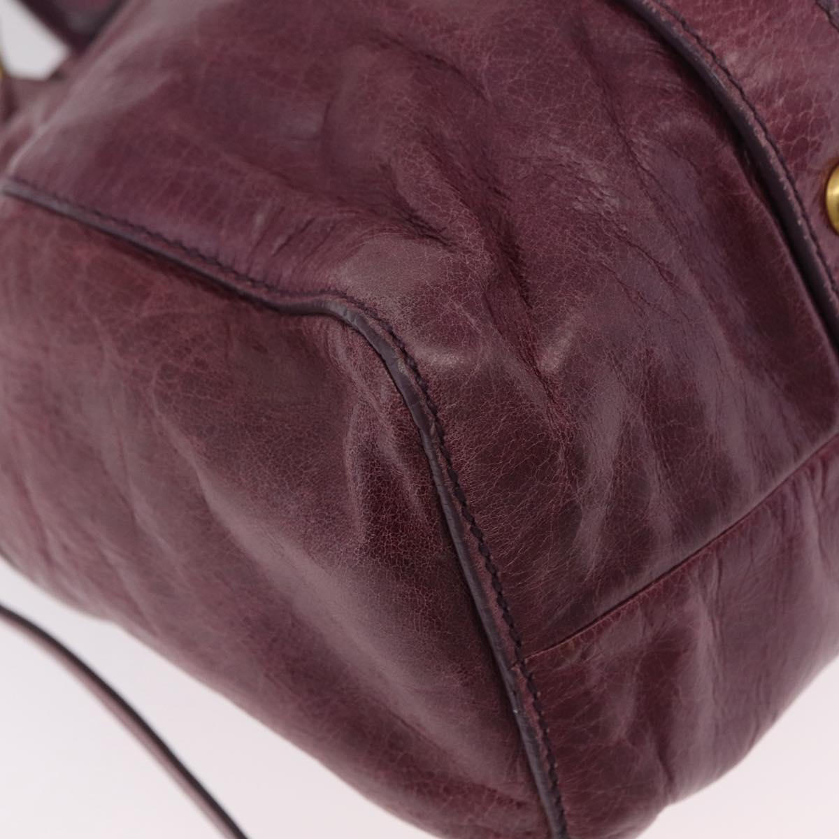 Miu Miu Hand Bag Leather 2way Purple Gold Auth 167734M