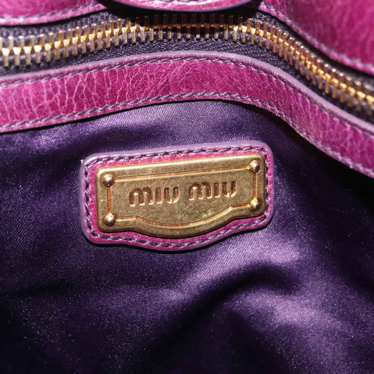 Miu Miu Hand Bag Leather 2way Purple Gold Auth 167734M