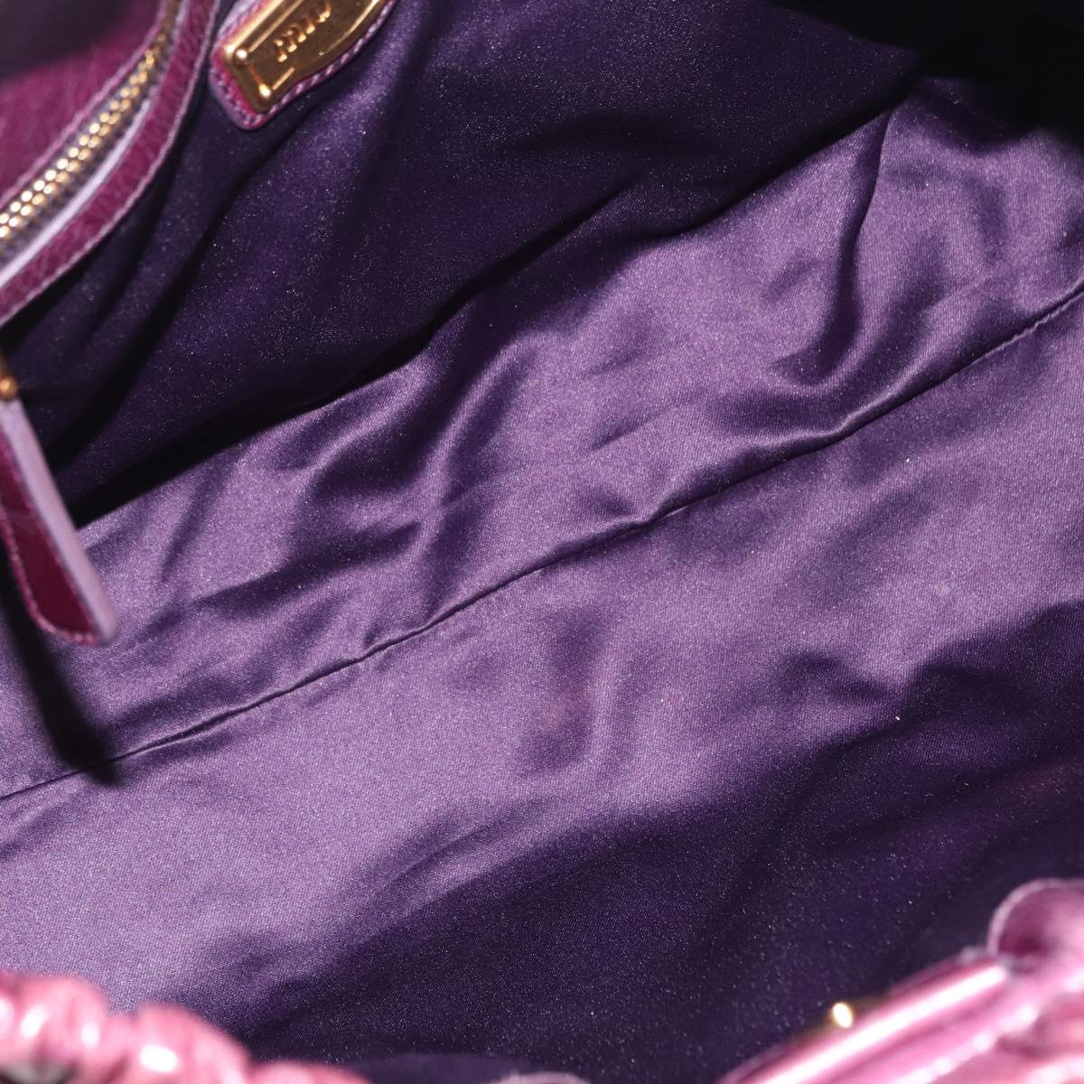 Miu Miu Hand Bag Leather 2way Purple Gold Auth 167734M