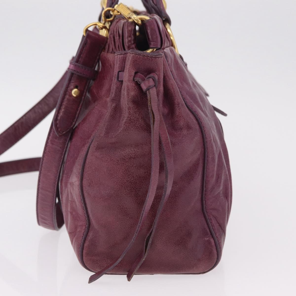 Miu Miu Hand Bag Leather 2way Purple Gold Auth 167734M