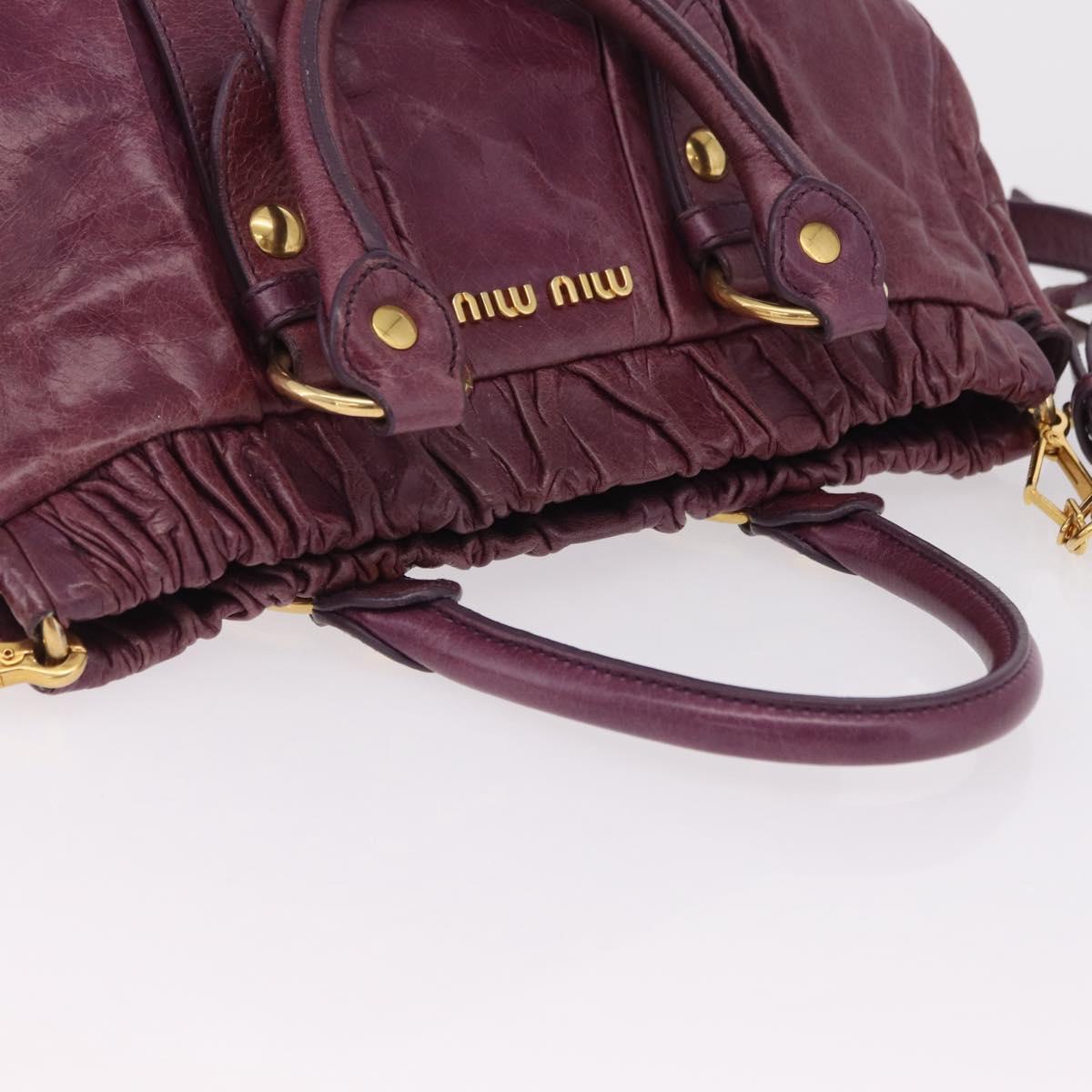 Miu Miu Hand Bag Leather 2way Purple Gold Auth 167734M