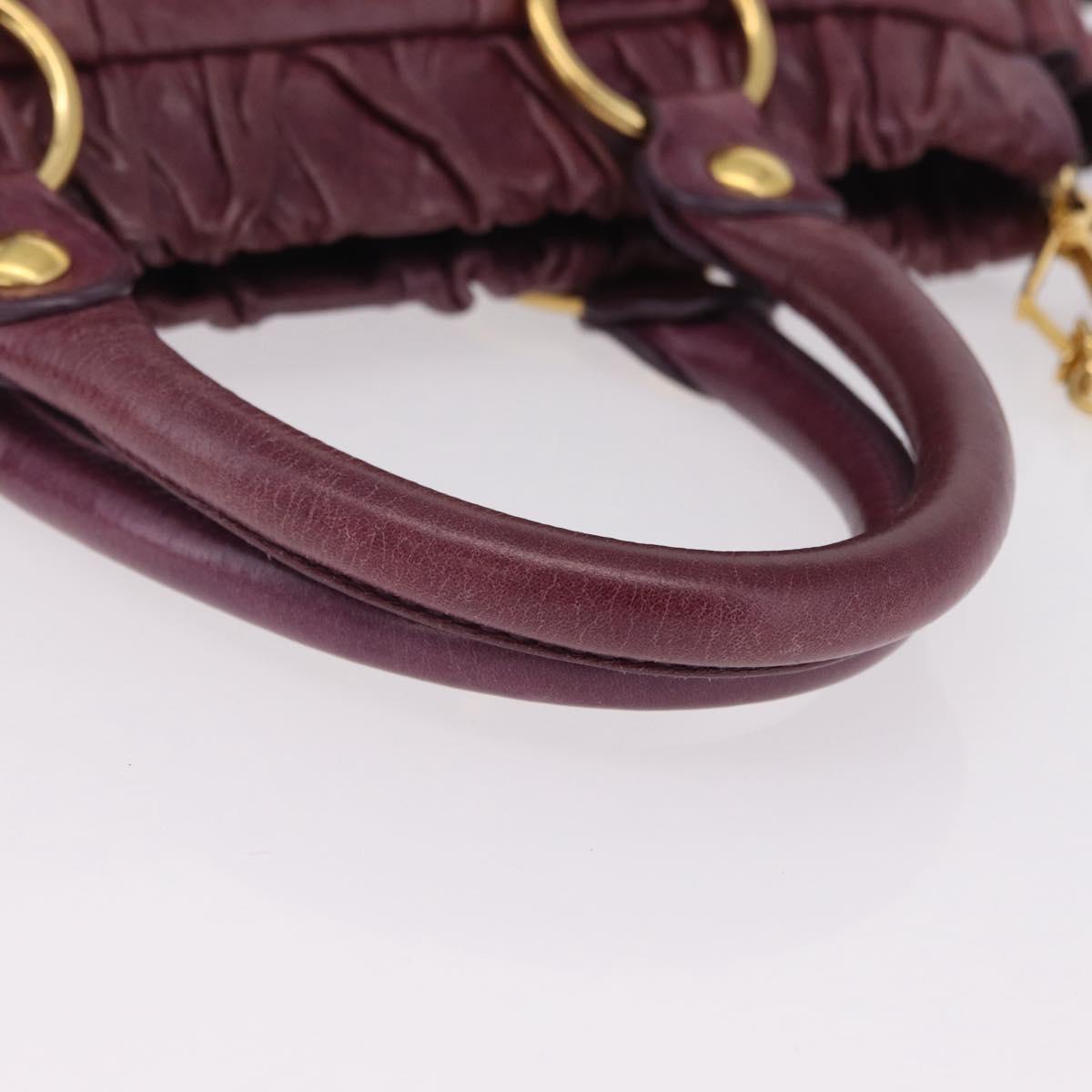 Miu Miu Hand Bag Leather 2way Purple Gold Auth 167734M