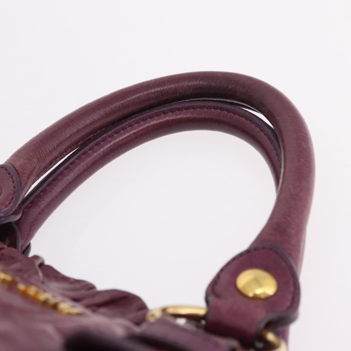 Miu Miu Hand Bag Leather 2way Purple Gold Auth 167734M