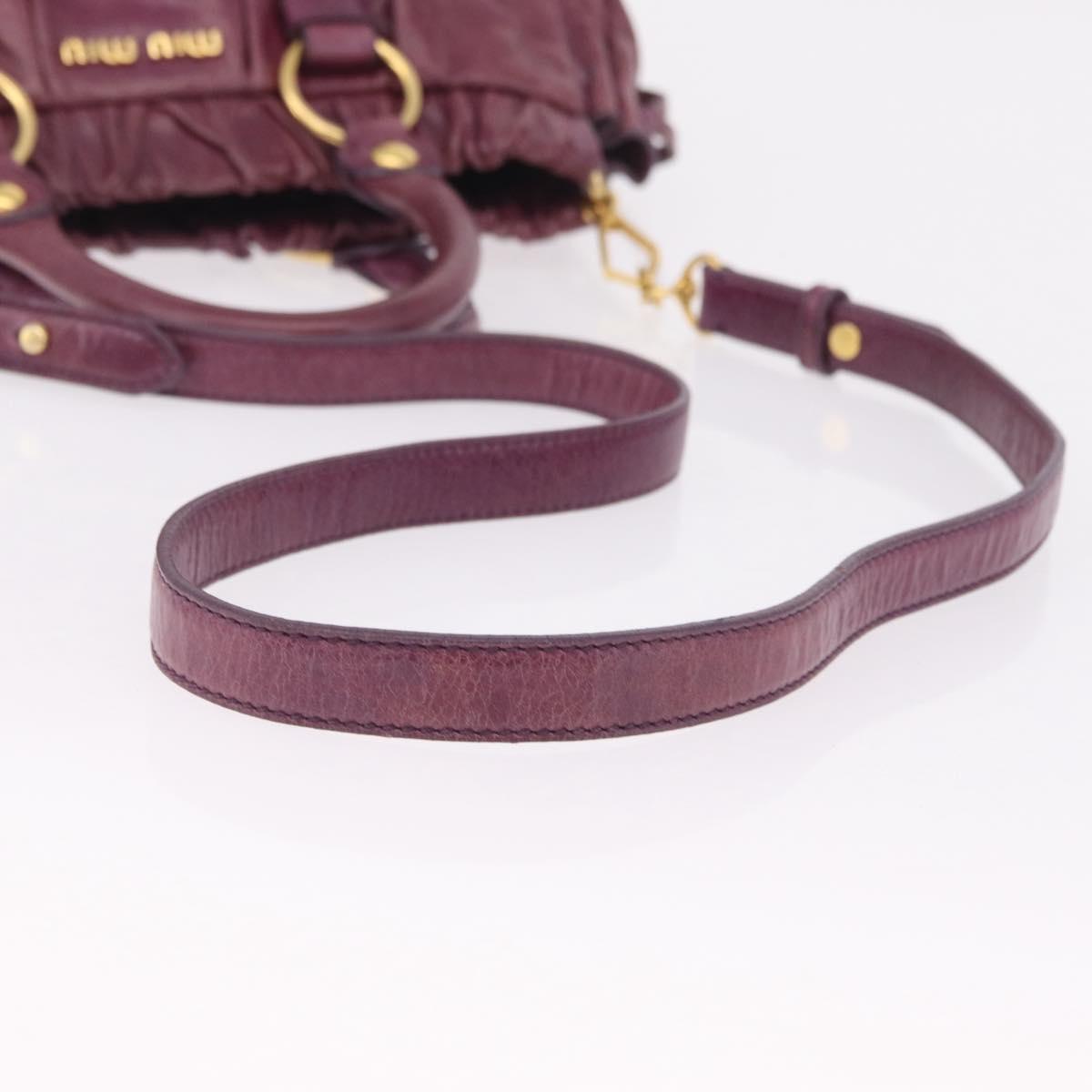 Miu Miu Hand Bag Leather 2way Purple Gold Auth 167734M