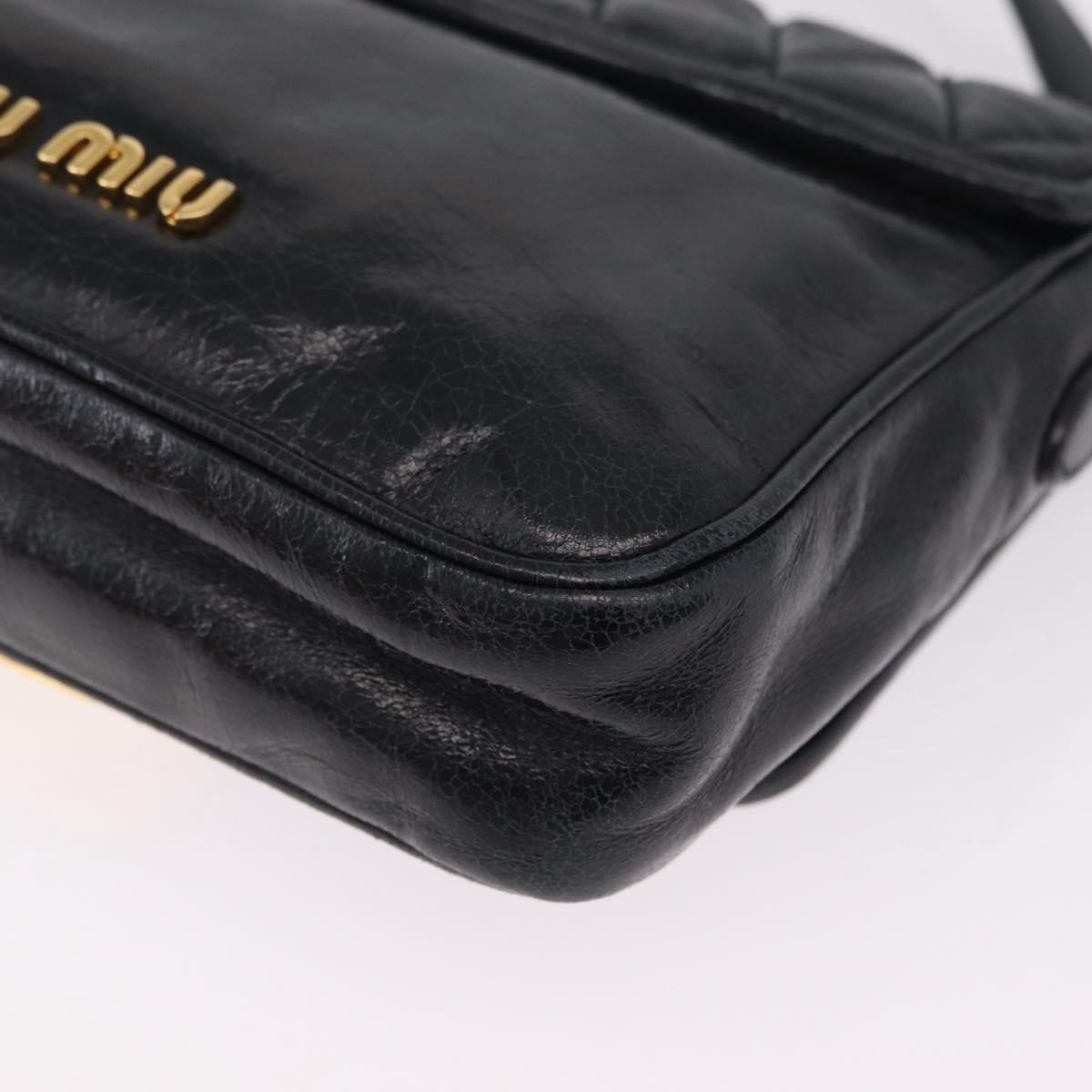 Miu Miu Shoulder Bag Leather Black Gold Auth 167737A
