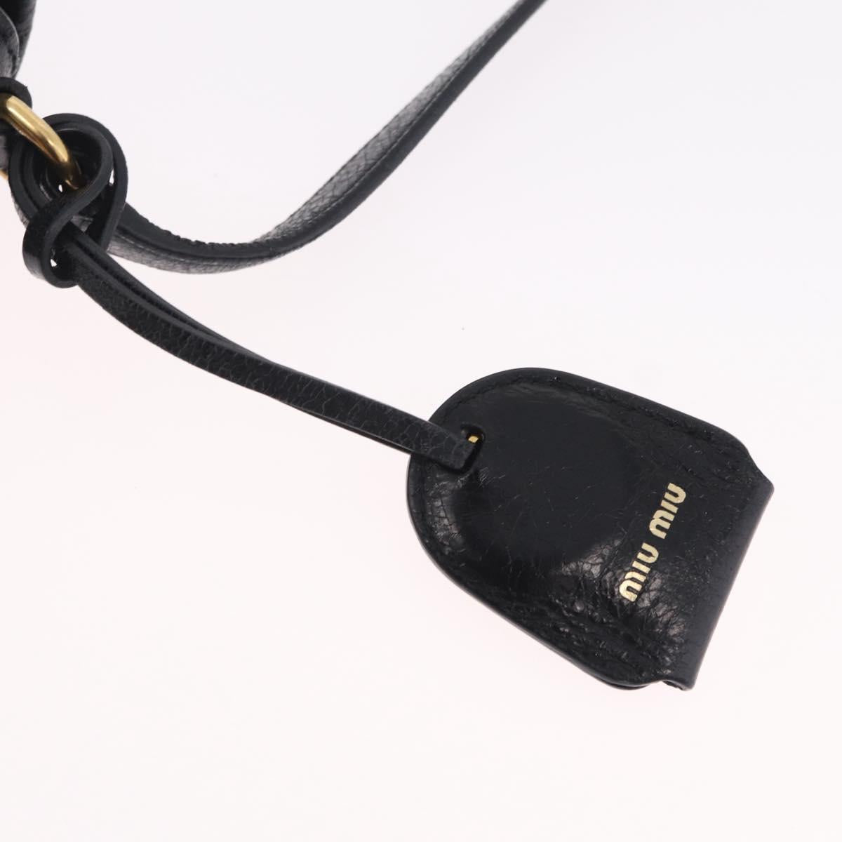 Miu Miu Shoulder Bag Leather Black Gold Auth 167737A