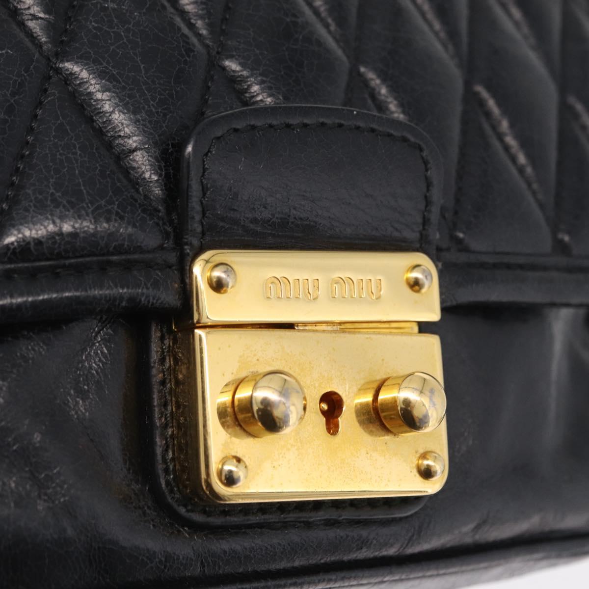 Miu Miu Shoulder Bag Leather Black Gold Auth 167737A