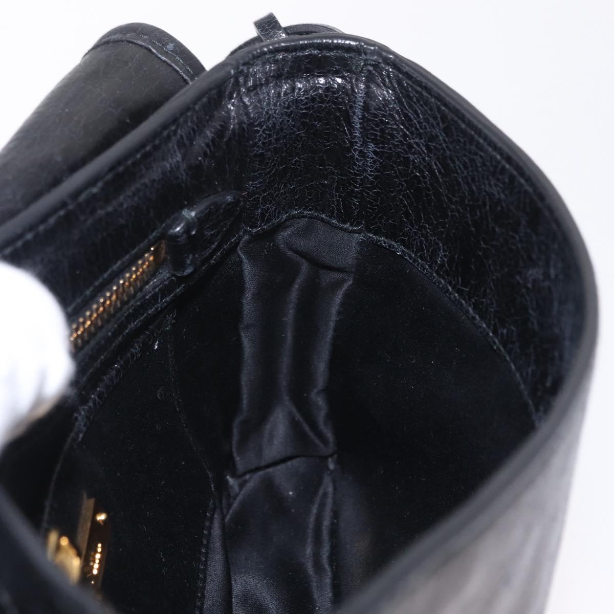 Miu Miu Shoulder Bag Leather Black Gold Auth 167737A