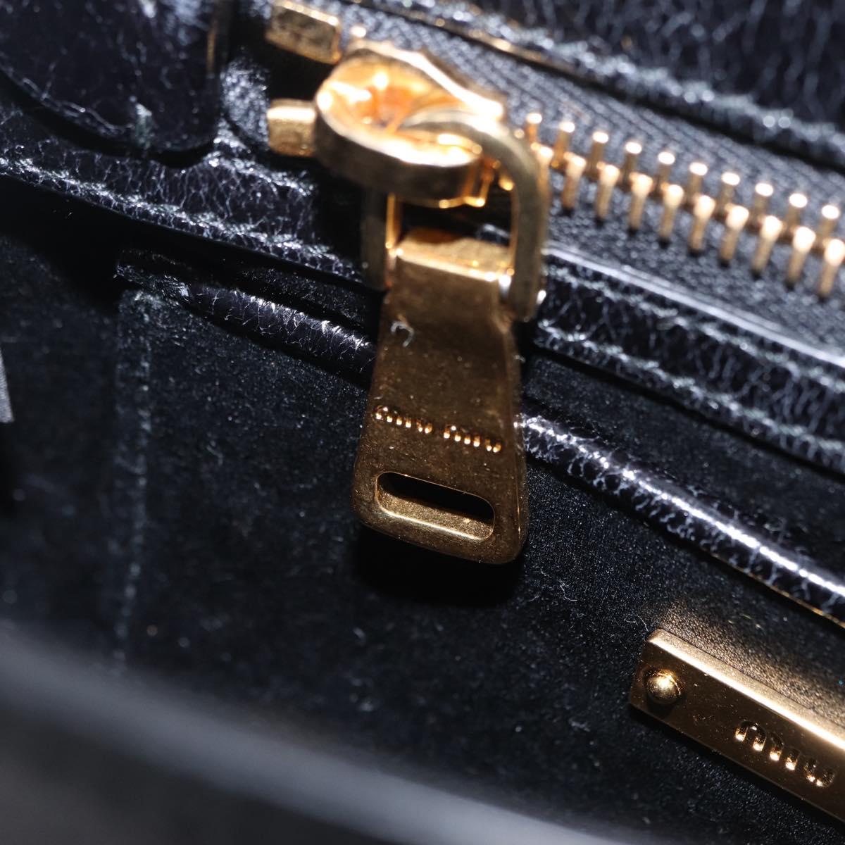 Miu Miu Shoulder Bag Leather Black Gold Auth 167737A