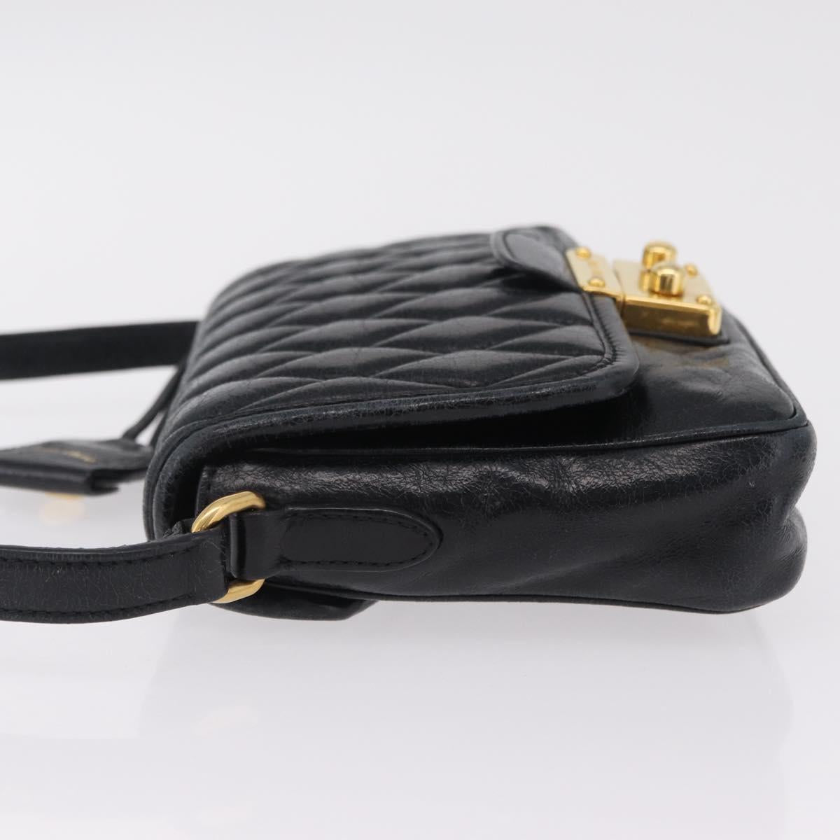 Miu Miu Shoulder Bag Leather Black Gold Auth 167737A