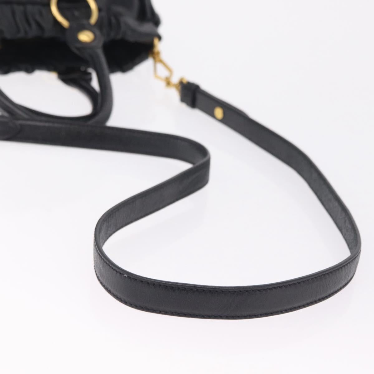 Miu Miu Hand Bag Leather 2way Black Gold Auth 167738SAM