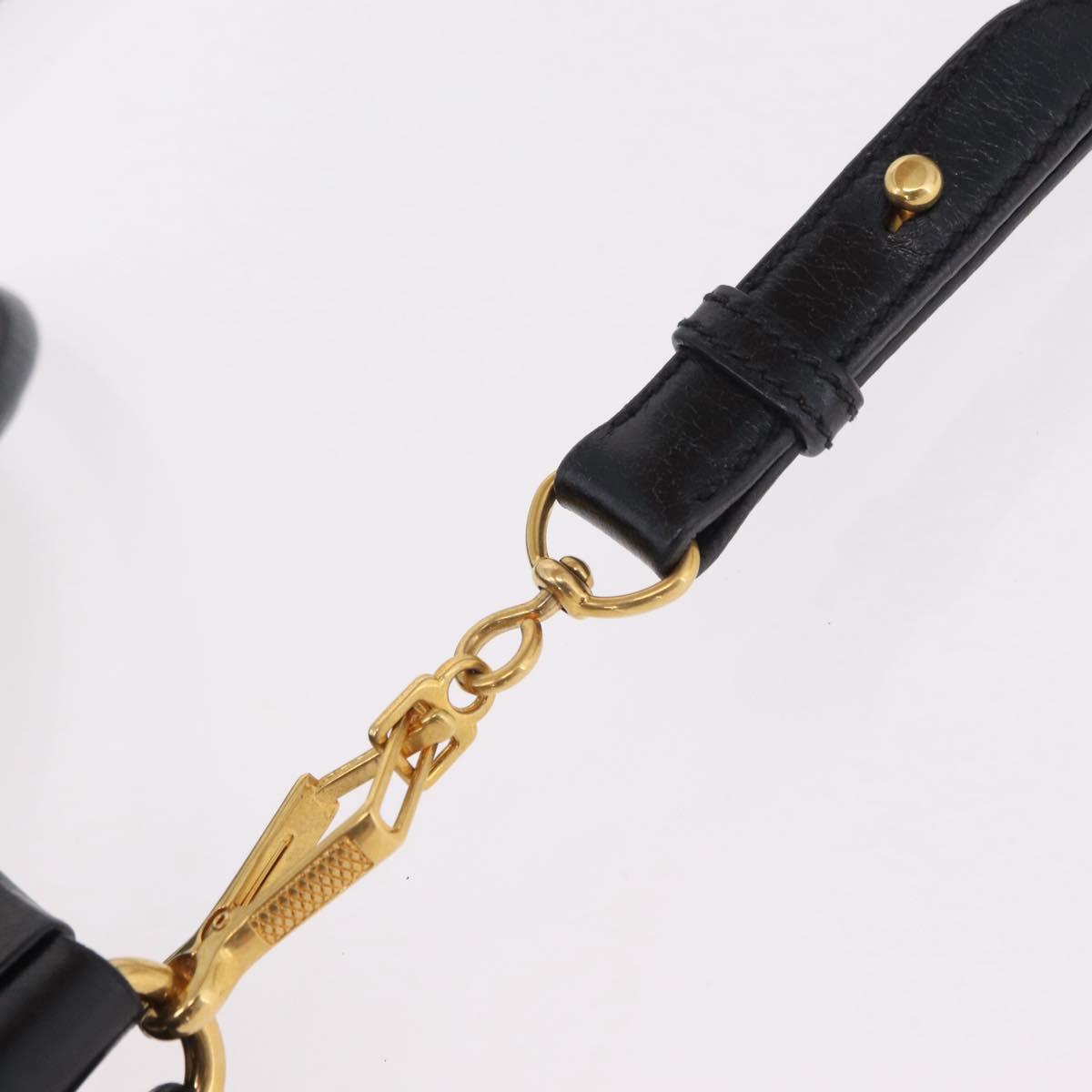 Miu Miu Hand Bag Leather 2way Black Gold Auth 167738SAM