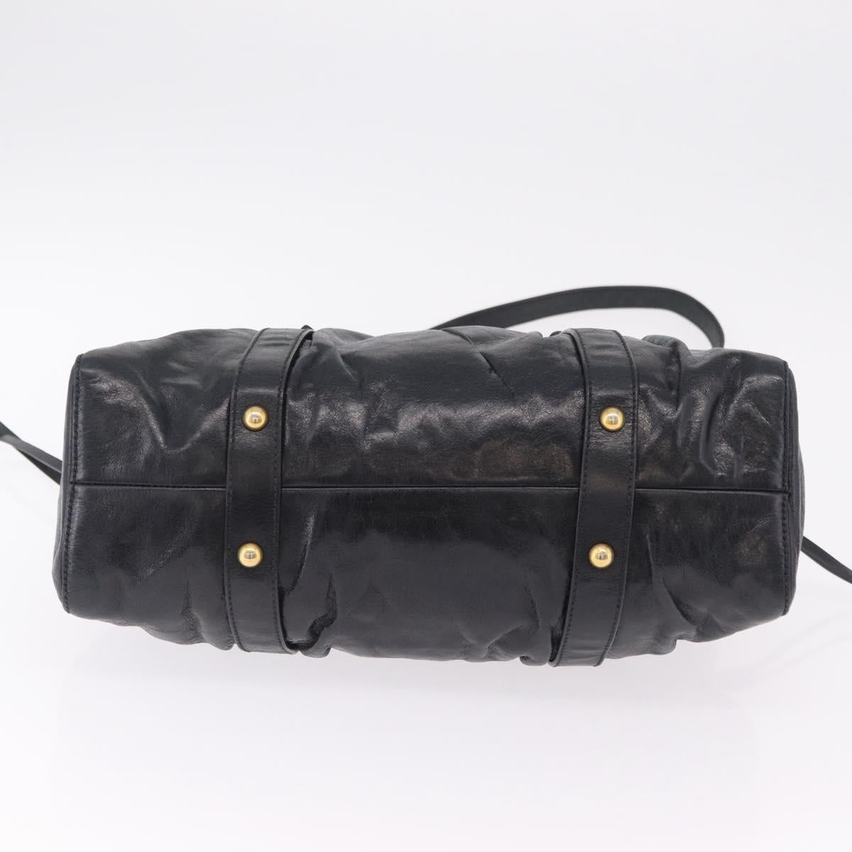 Miu Miu Hand Bag Leather 2way Black Gold Auth 167738SAM