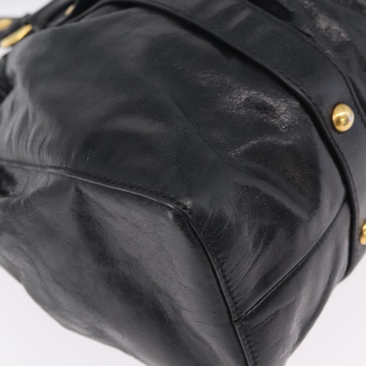 Miu Miu Hand Bag Leather 2way Black Gold Auth 167738SAM