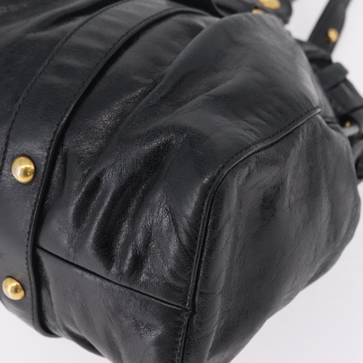 Miu Miu Hand Bag Leather 2way Black Gold Auth 167738SAM