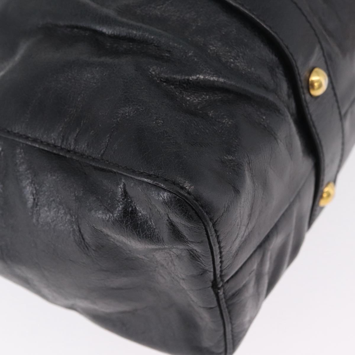 Miu Miu Hand Bag Leather 2way Black Gold Auth 167738SAM