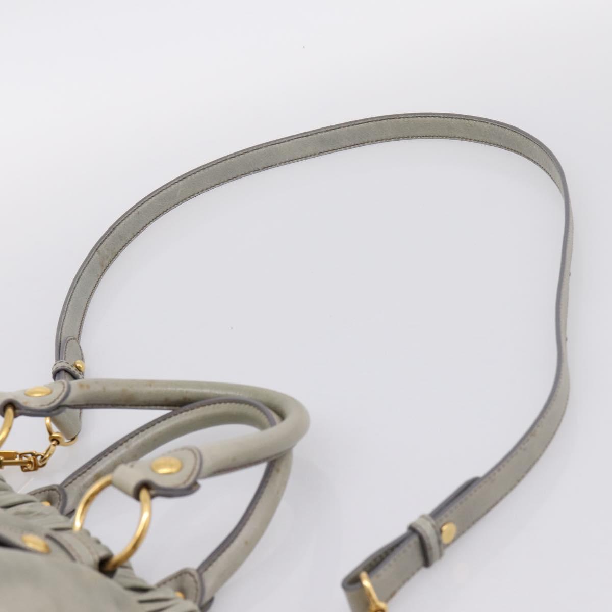 Miu Miu Hand Bag Leather 2way Gray Gold Auth 167739M