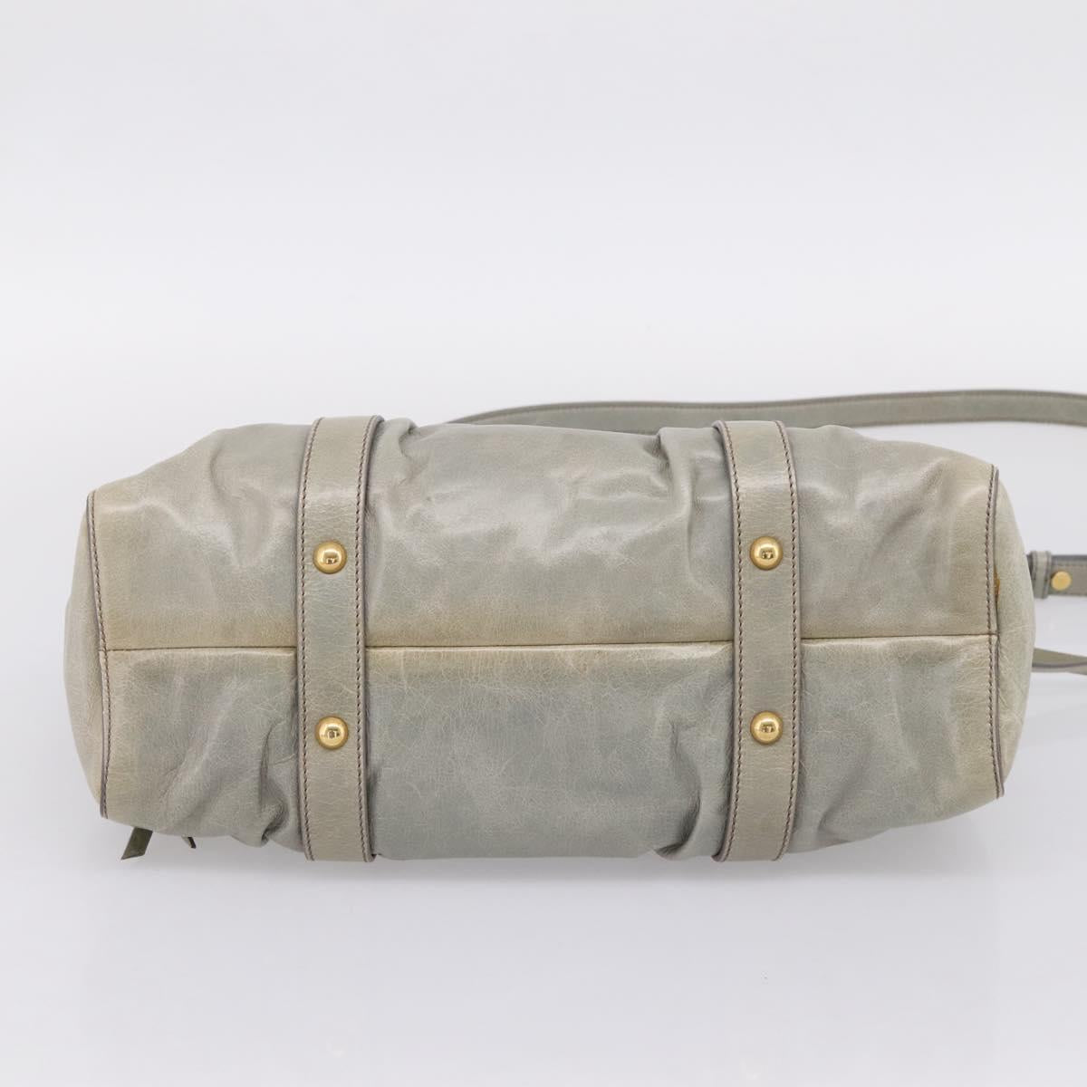 Miu Miu Hand Bag Leather 2way Gray Gold Auth 167739M