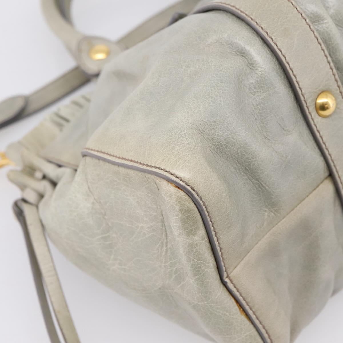 Miu Miu Hand Bag Leather 2way Gray Gold Auth 167739M