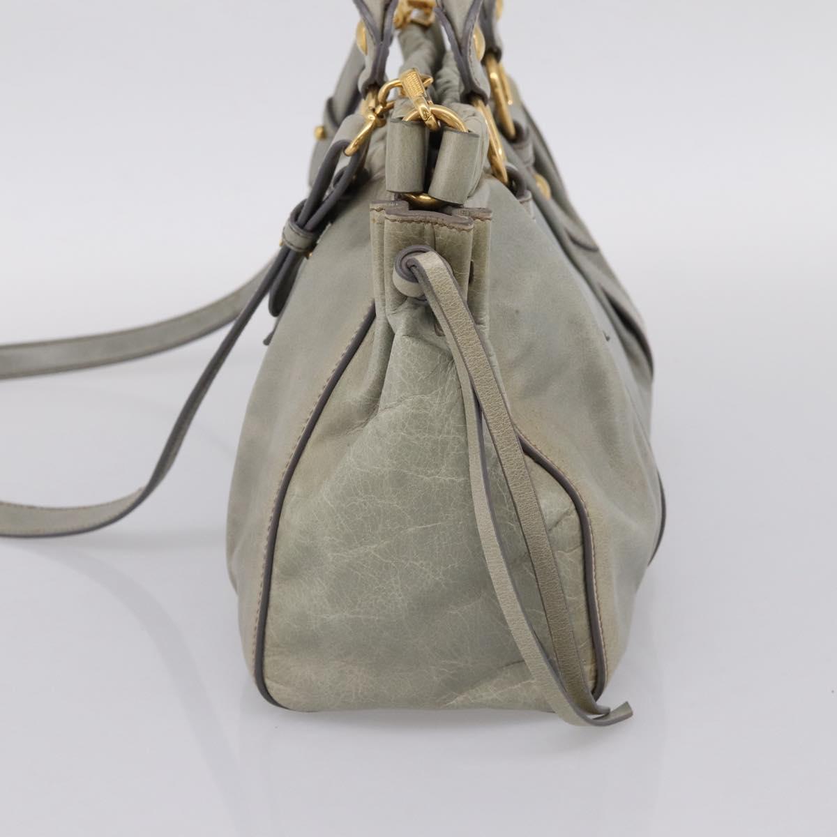 Miu Miu Hand Bag Leather 2way Gray Gold Auth 167739M