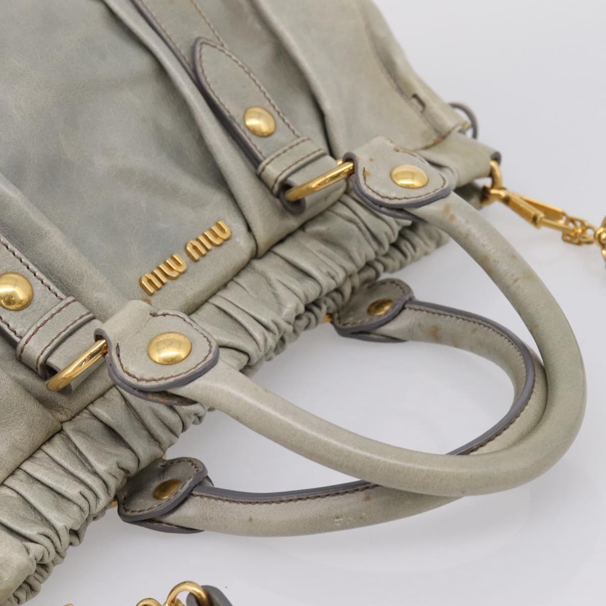 Miu Miu Hand Bag Leather 2way Gray Gold Auth 167739M