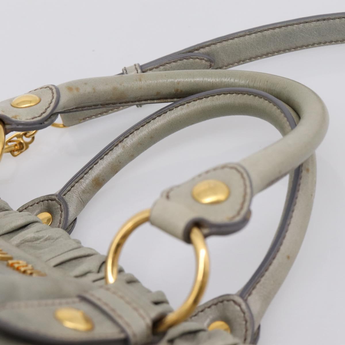 Miu Miu Hand Bag Leather 2way Gray Gold Auth 167739M