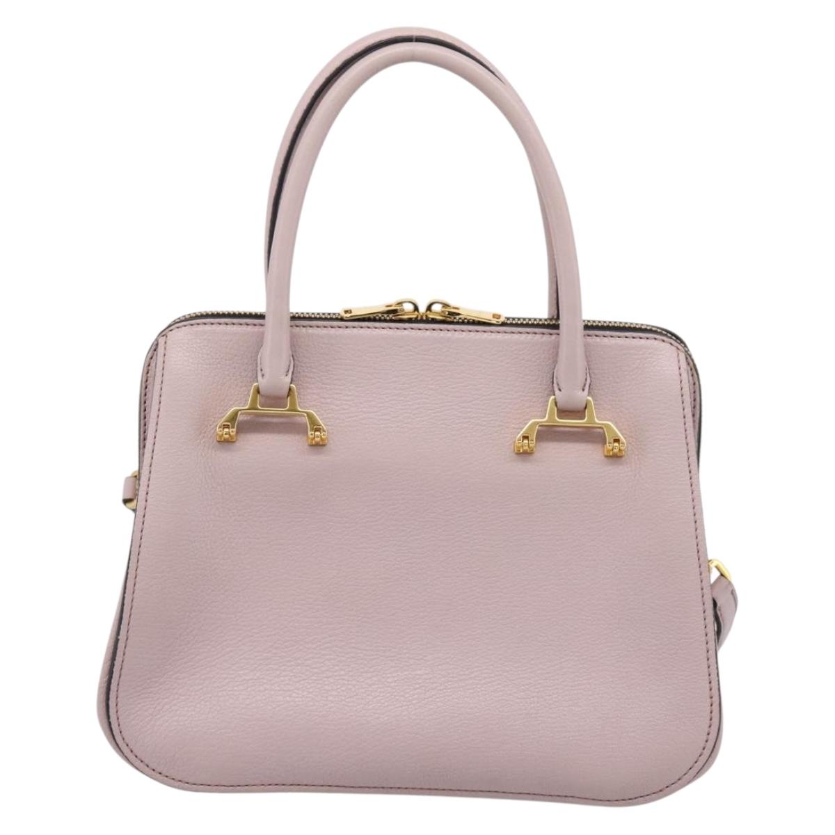 Miu Miu Hand Bag Leather 2way Pink Gold Tone Auth 167741M