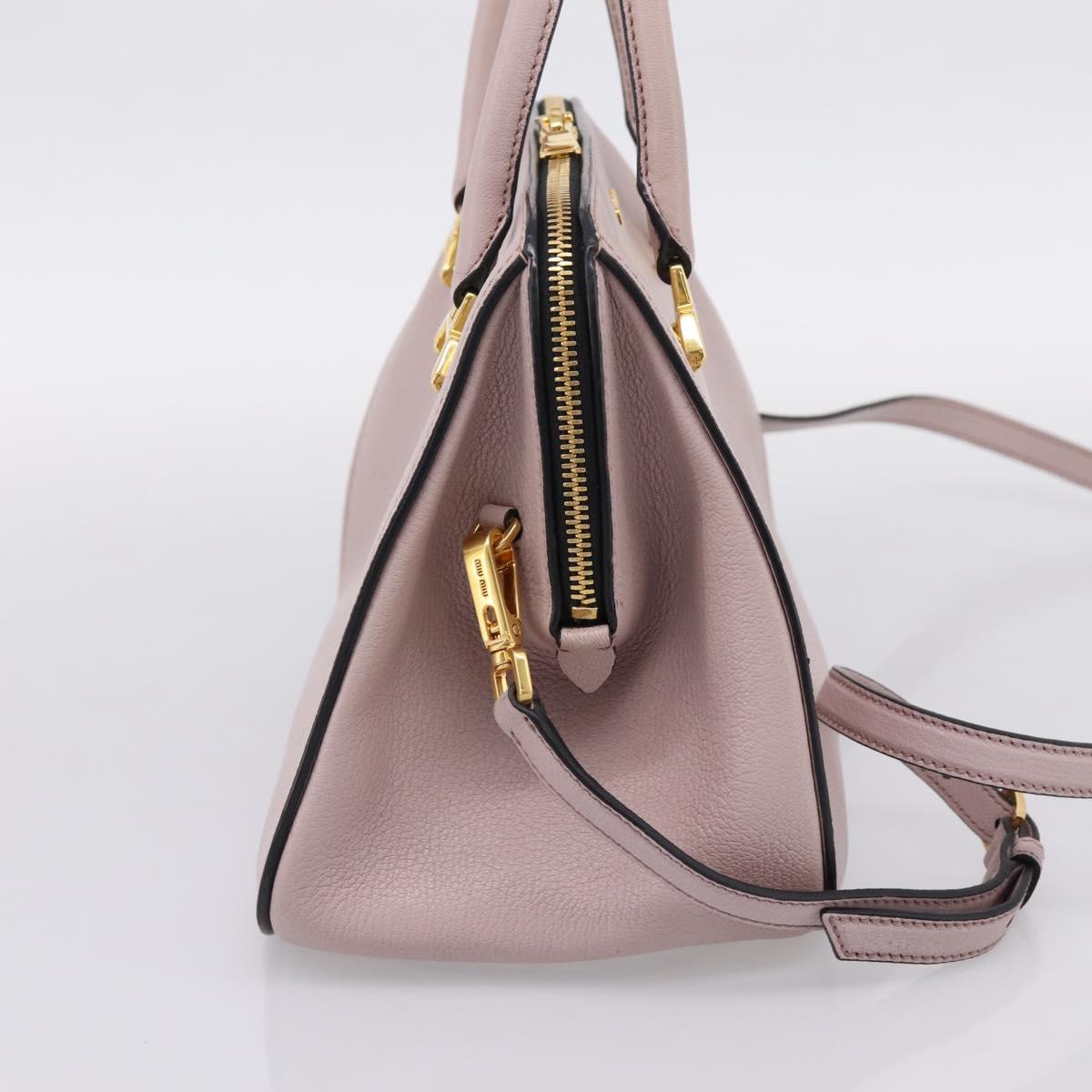 Miu Miu Hand Bag Leather 2way Pink Gold Tone Auth 167741M