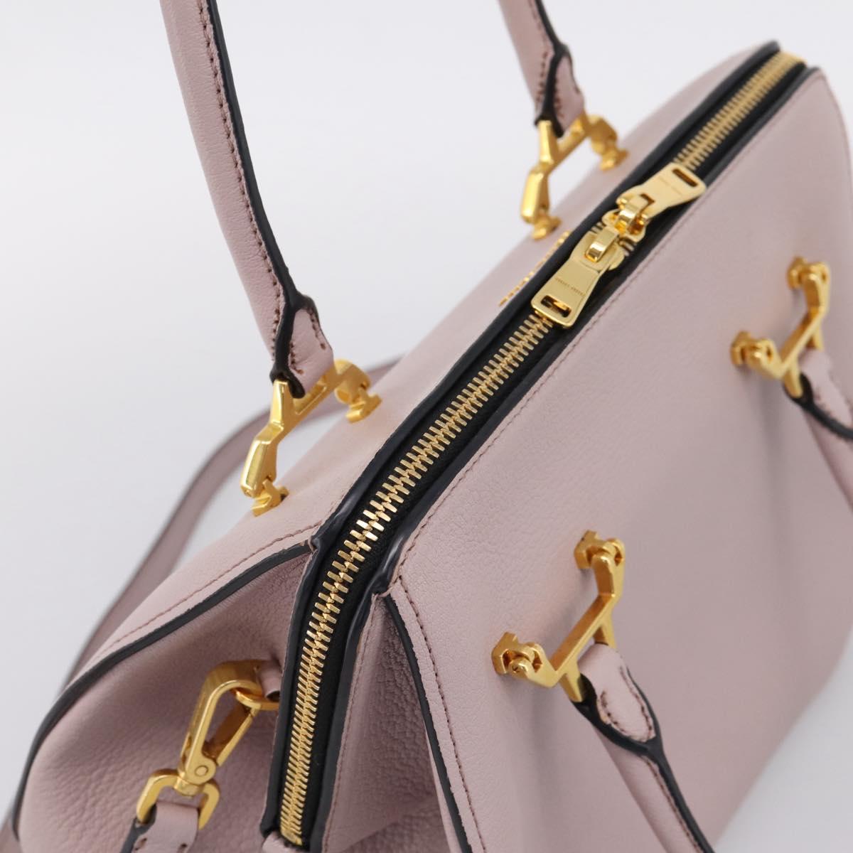 Miu Miu Hand Bag Leather 2way Pink Gold Tone Auth 167741M