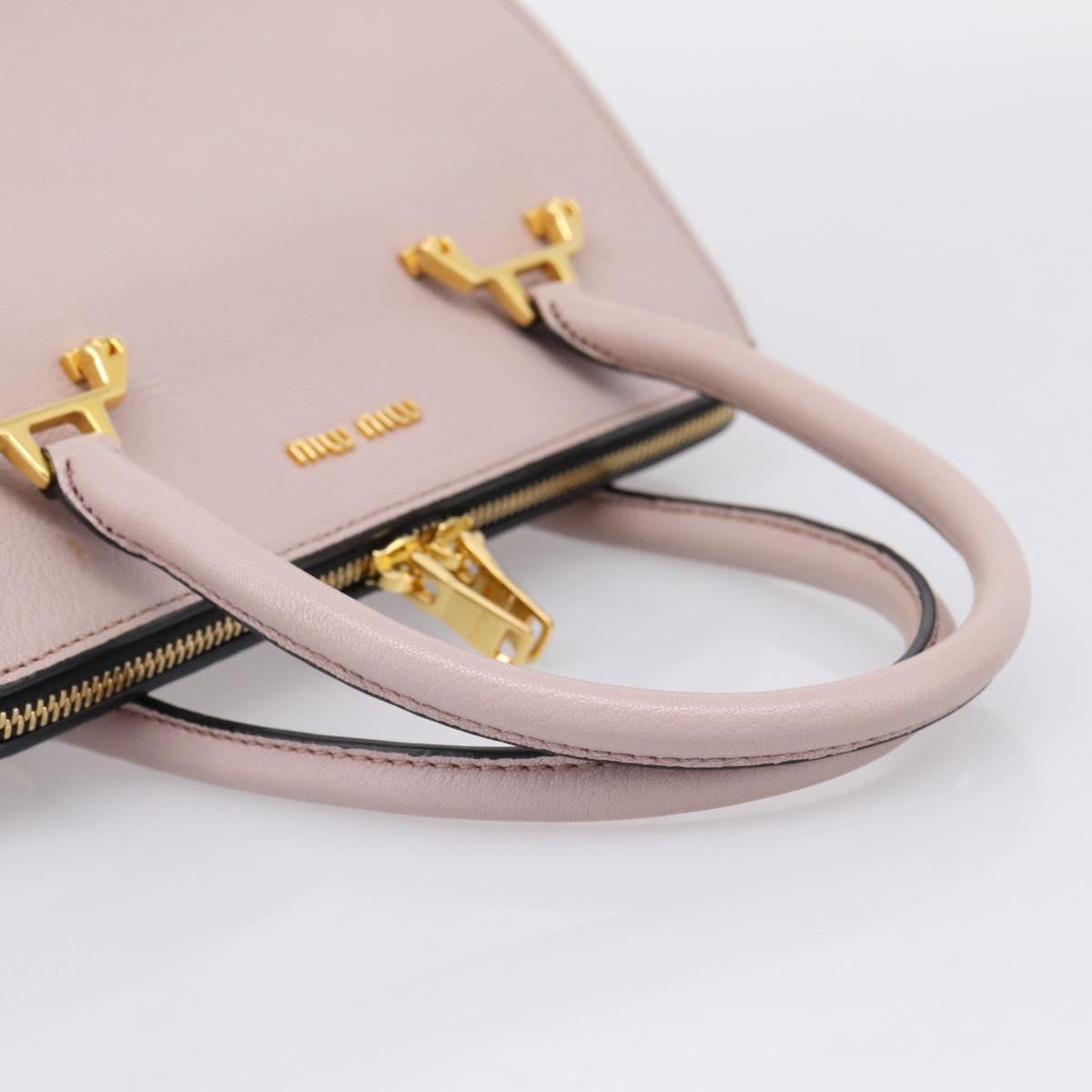 Miu Miu Hand Bag Leather 2way Pink Gold Tone Auth 167741M