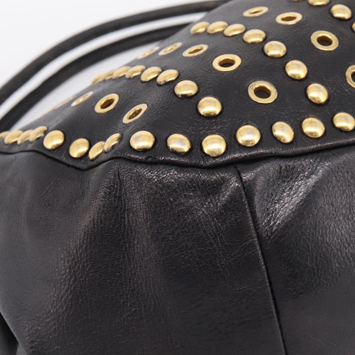 Miu Miu Shoulder Bag Leather Black Gold Tone Auth 167742M