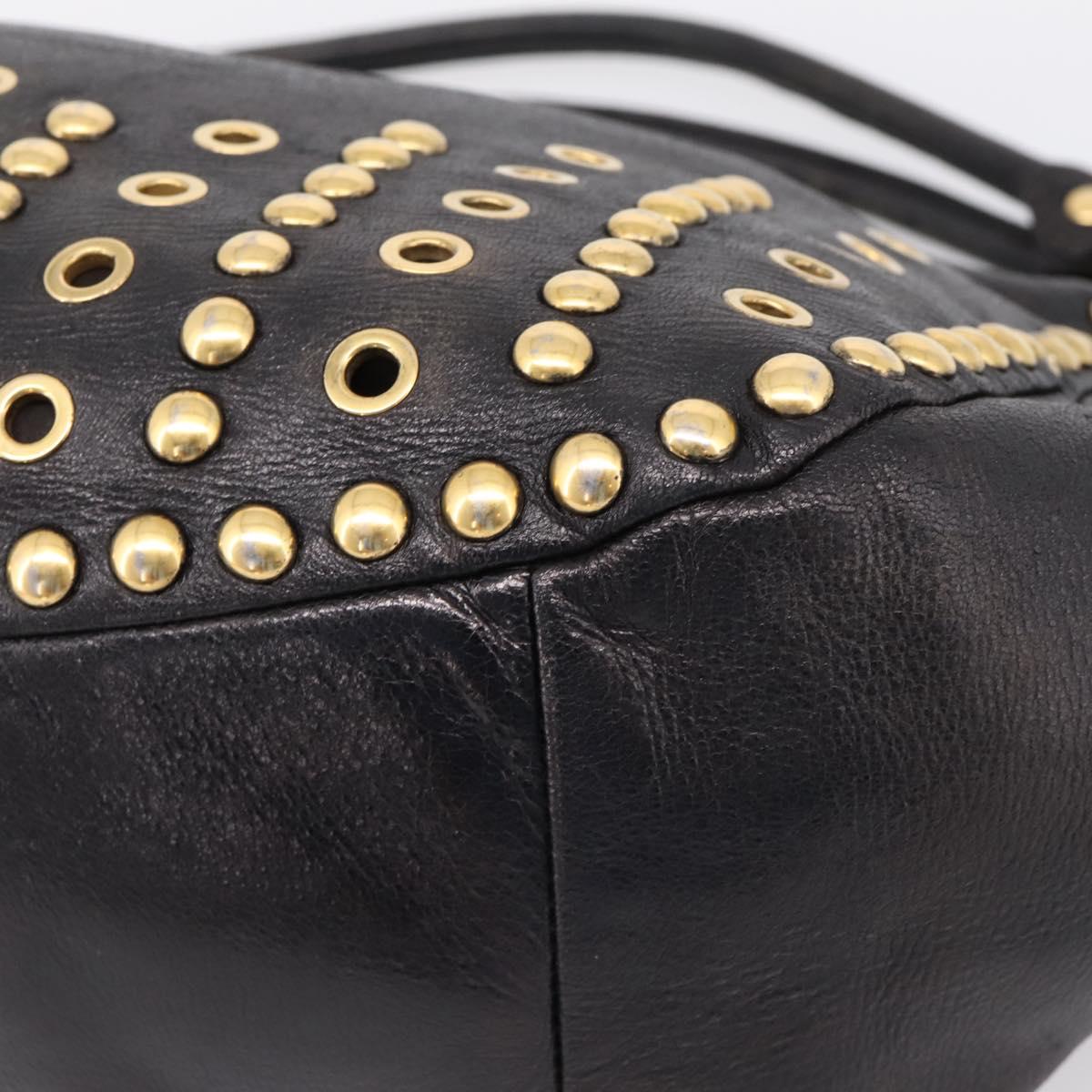 Miu Miu Shoulder Bag Leather Black Gold Tone Auth 167742M