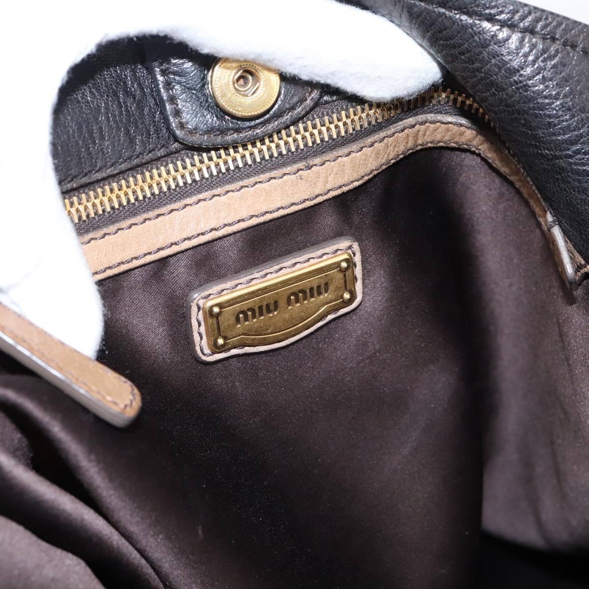 Miu Miu Shoulder Bag Leather Black Gold Tone Auth 167742M