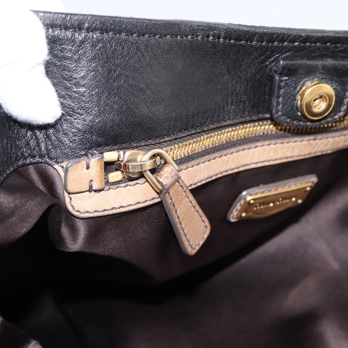 Miu Miu Shoulder Bag Leather Black Gold Tone Auth 167742M