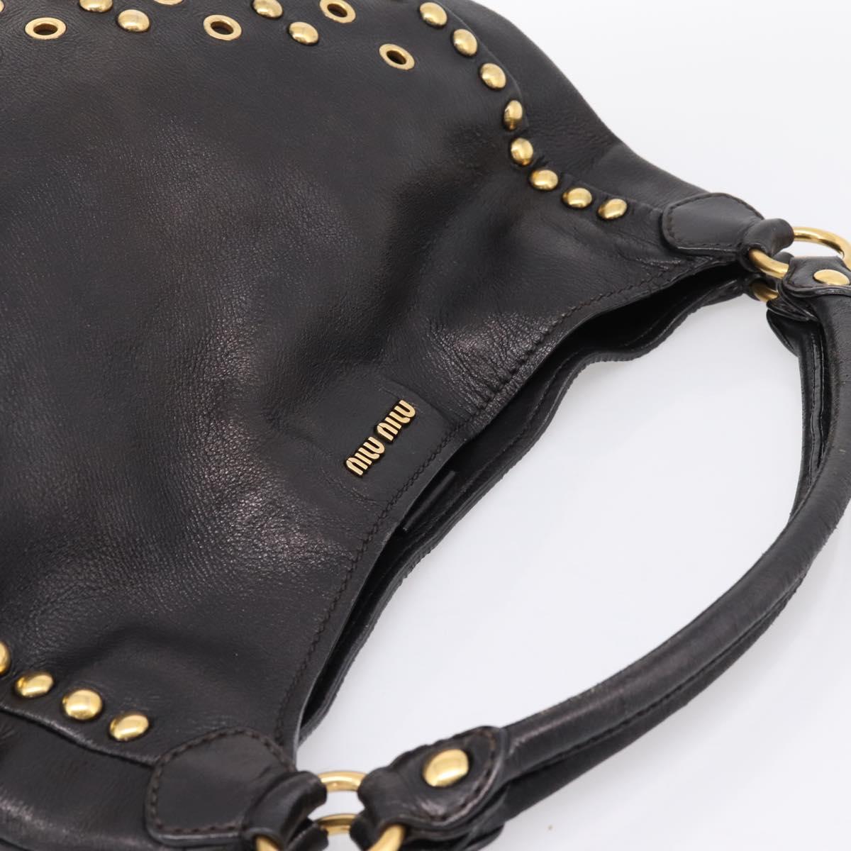 Miu Miu Shoulder Bag Leather Black Gold Tone Auth 167742M