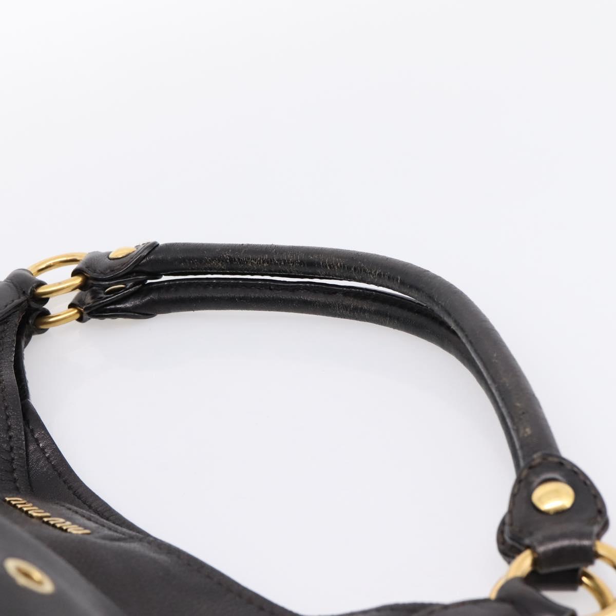 Miu Miu Shoulder Bag Leather Black Gold Tone Auth 167742M