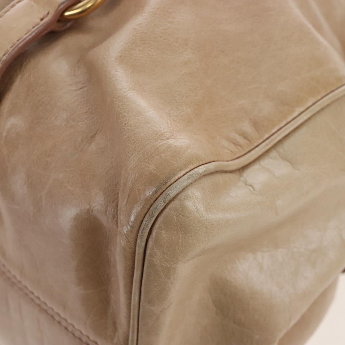 Miu Miu Hand Bag Leather 2way Beige Gold Auth 167748M