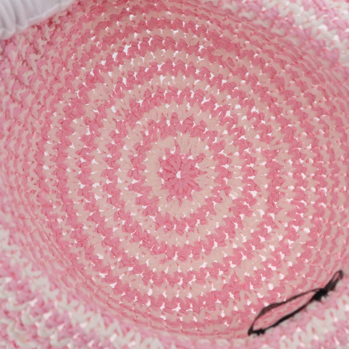 CHANEL Hat Straw M Pink CC Auth 167758M