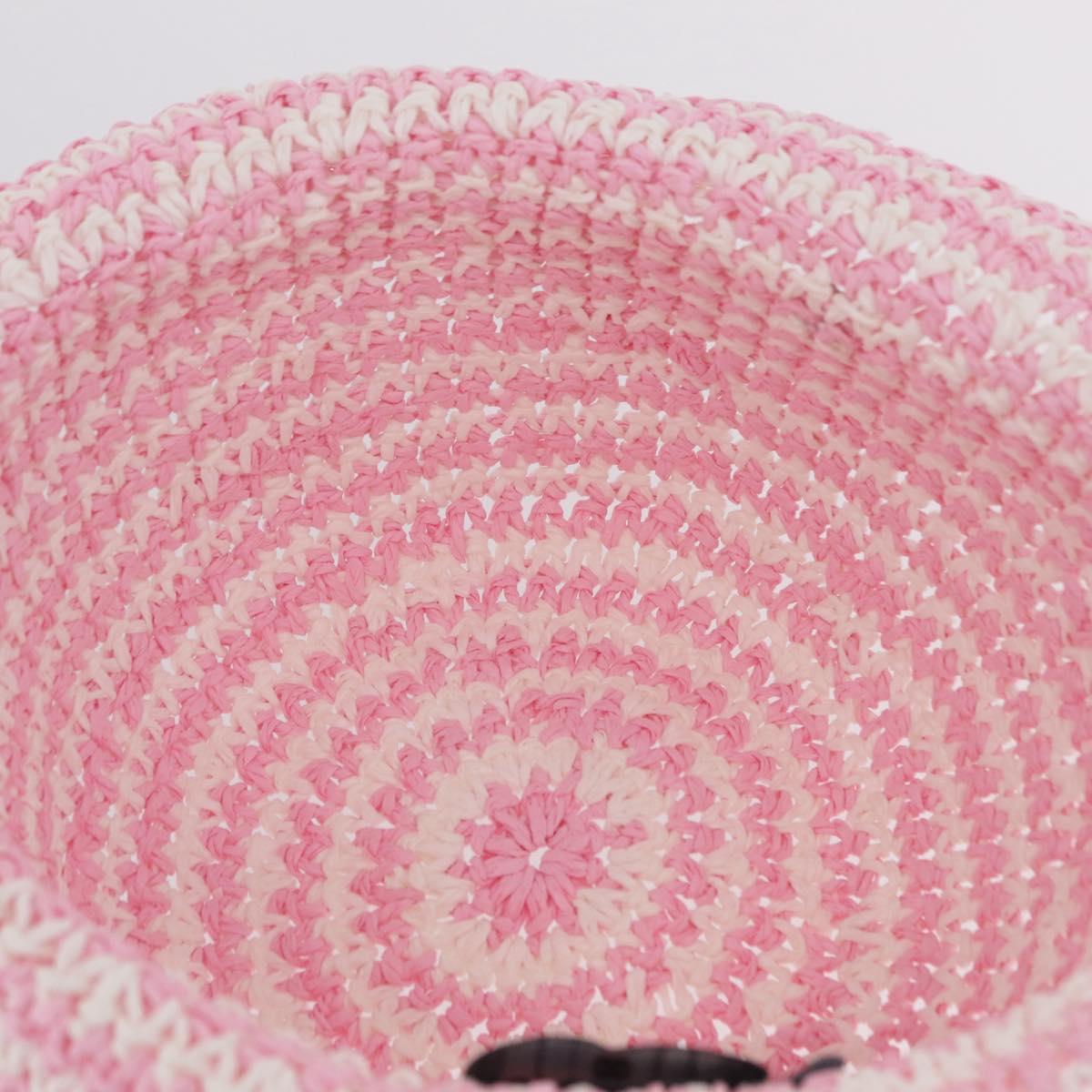 CHANEL Hat Straw M Pink CC Auth 167758M
